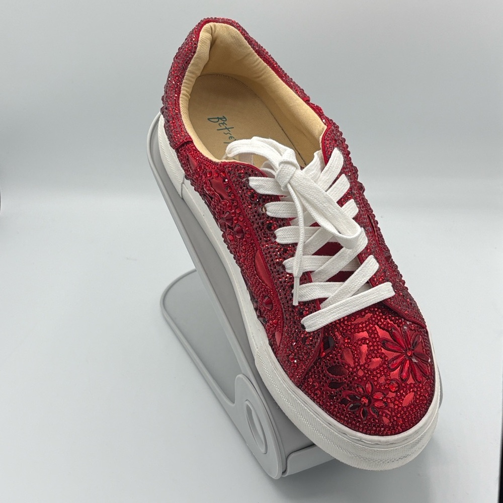 Betsey Johnson SB-Reily Rhinestone Sneakers 8:5 RED
